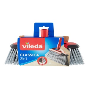 Mop cu maner Vileda 2-in-1 Classica, cu perii pentru praf si par, gri - Img 3