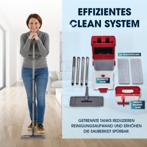 Mop cu rezervor dublu CLEANmaxx Komfort-Mopp DuoTank, 132 cm, 2 lavete microfibra - Img 7