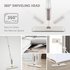 Mop cu spray HOMTOYOU, microfibra, 2 pad-uri, pentru toate tipurile de podele - Img 5