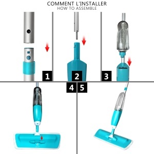 Mop cu spray VOUNOT, 650ml rezervor, 2 in 1, albastru - Img 7
