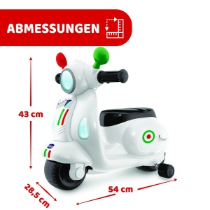Motocicleta pentru copii Chicco Vespa Primavera cu roti detasabile si efecte sonore 1-3 ani - Img 2