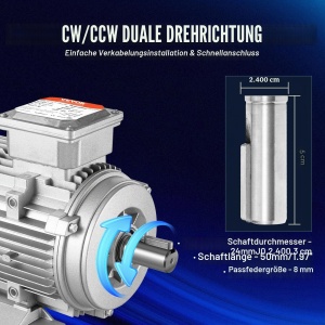 Motor electric VEVOR 2,2 kW, 2890 Umin, 400 V, B3-Rahmen - Img 4