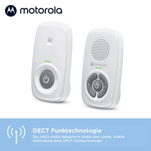 Motorola Nursery AM21 Baby Monitor Audio - Monitor digital pentru bebelusi cu tehnologie DECT pentru monitorizare audio - Raza de actiune de 300 de metri - Microfon de inalta sensibilitate, 1 bucata (1 pachet) - Alb - Img 4
