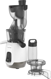 MOULINEX Ultra Juice Juicer pentru suc rece 2 filtre Sticla de baut 600 ml extra lata 85 mm Program automat Easy Clean Juicer pentru fructe si legume intregi, silentios, 200 W, ZU600110 - Img 2