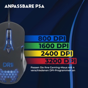 Mouse de gaming DR1TECH Guardian cu cablu - 7 butoane pentru pana la 3200 DPI - Design usor si durabil - Mouse de gaming ergonomic pentru PC/PS4/XBOX - Img 7