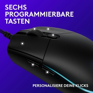 Mouse de gaming Logitech G203, 8000 DPI, RGB personalizabil, 6 butoane, negru - Img 3