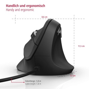Mouse ergonomic Hama EMC-500, cablat, 3 viteze, 1800 dpi, negru - Img 8