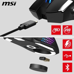 Mouse Gaming MSI Versa PRO Wireless, 26000 DPI, 80 ore autonomie, design ergonomic - Img 3