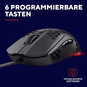 Mouse Gaming Trust Gaming GXT 928 Helox, Mouse USB cu fir ultrausor 65g, DPI reglabil (200-6400), Senzor optic, 6 butoane programabile, Iluminare RGB pentru PC de gaming MMO - Negru - Img 5