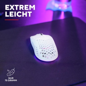 Mouse Gaming Wireless Trust Gaming GXT 929 Helox, Mouse Ultrausor 75g, 80h Utilizare Continua, Receptor Micro USB 2.4GHz, DPI Reglabil (800-4800), 6 Butoane Programabile, Gaming PC MMO - Alb - Img 3