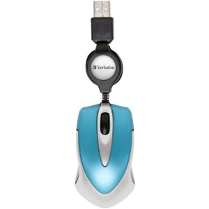 Mouse optic portabil Verbatim Go Mini, 1000 dpi, culoare caribbean blue