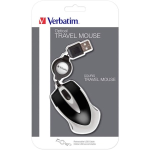 Mouse optic portabil Verbatim Go Mini - 1000 dpi, USB retractabil, negru - Img 5