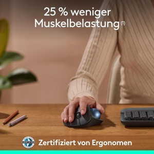 Mouse Trackball Ergonomic Logitech Ergo M575S, Bluetooth, Grafit, Control cu Degetul - Img 4