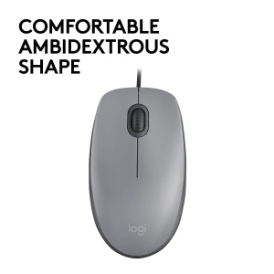 Mouse USB cu fir Logitech M110, butoane silentioase, design confortabil de dimensiuni complete, PC/Mac/laptop ambidextru - Gri - Img 4