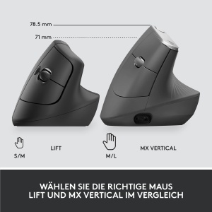 Mouse vertical ergonomic Logitech Lift pentru afaceri, 4000 DPI, wireless - Img 8