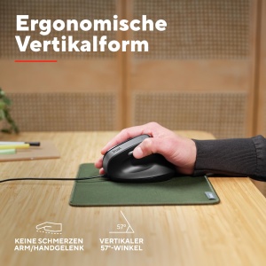Mouse vertical Trust Yuno, Mouse ergonomic pentru dreptaci, Prevenirea cotului mouse-ului/cotului de tenis (Sindromul RSI), 60% plastic reciclat, Mouse PC cu cablu, Computer, Laptop, Mac - Negru - Img 3