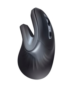 Mouse Wireless Ergonomic Trust Verro, Unghi Vertical de 60deg, Prevenirea Bratului Mouse/Cotului de Tenis (Sindromul RSI), 800-1600 DPI, 6 Butoane, Mouse Vertical Wireless pentru PC si Laptop - Negru