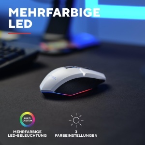 Mouse wireless gaming GXTrust Vylax 1108W 80 ore autonomie 4800 DPI LED multicolor Alb - Img 5