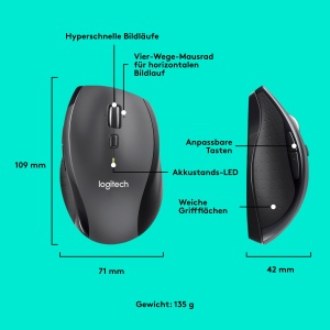 Mouse wireless Logitech M705 Marathon, 3 ani autonomie, design ergonomic - Img 7