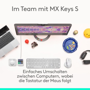 Mouse wireless Logitech MX Master 4 ergonomic feedback haptic incarcare USB-C Hellgrau - Img 7
