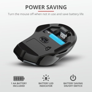 Mouse wireless Trust Nito ergonomic 6 butoane 800-2200 DPI negru - Img 4