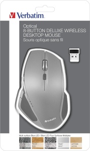 Mouse Wireless Verbatim, Mouse Wireless cu 8 Butoane, Mouse Wireless pentru Laptop, Notebook, PC si MAC cu Tehnologie Wireless 2.4 GHz si LED Albastru, Conexiune prin Nano Receiver, Gri - Img 5