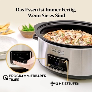 Multicooker Crockpot Sizzle Stew CSC112X, 6.5L, Inox, Digital - Img 4