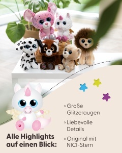 NICI Glubschis Einhorn Glowy Kadi 15cm Alb Plus Moale Cadou Magic pentru Copii si Adulti - Img 4