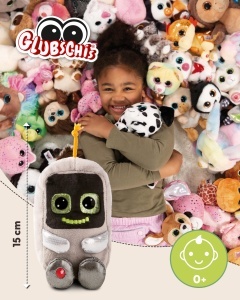 NICI GLUBSCHIS Roboter R03-Bot 15cm - Jucarie din plus gri ochi stralucitori - Img 3