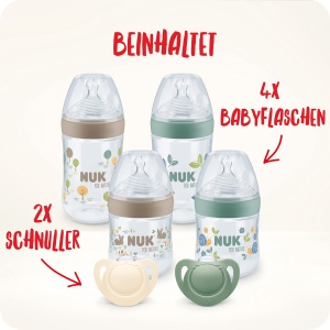 NUK for Nature Set Perfect Start Biberon si Suzeta 0-6 luni 100% materii prime naturale 4 x sticle (150 ml + 260 ml) 2 x Suzeta din silicon fara BPA 6 bucati - Img 2