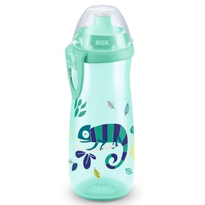 NUK Sports Cup Sticla de baut pentru copii cu efect cameleon | 24+ luni | cu schimbare de culoare | gura de scurgere etansa | Clema si capac de protectie | Fara BPA | 450 ml | Cameleon (verde)