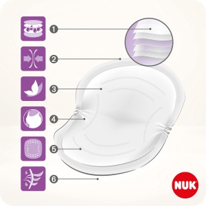 NUK Tampoane de unica folosinta de inalta performanta cu lana absorbanta instantanee | Branturi pentru alaptare | Ambalaje individuale | +40% mai multa putere de aspiratie | 60 bucati - Img 4