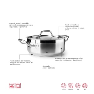 Oala cu capac IBILI 607524, inox 1810, 24 cm, pentru toate tipurile de plite - Img 2