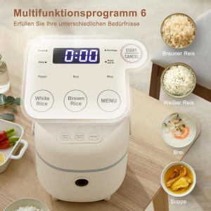 Oala de fiert orez Bear 3.5 cesti, 350W, multifunctionala, cu aburitor - Img 3