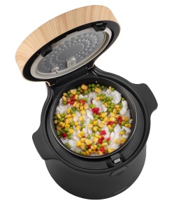 Oala de fiert orez Concept RE4040, 2 l, negru cu decor din lemn - Img 2