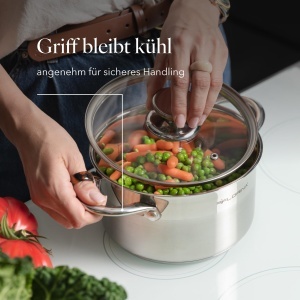 Oala din inox FLORINA Falcon 25L diametru 18 cm baza triplu stratificata ideala pentru toate tipurile de plite - Img 8
