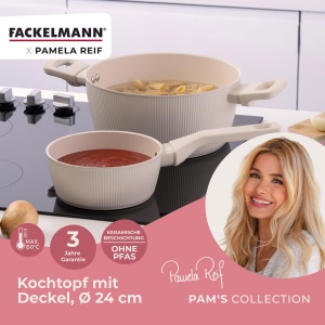 Oala Fackelmann x Pamela Reif 24 cm Pastel-Beige Aluminiu Reutilizat Compatibila cu Toate Tipurile de Aragaz - Img 2