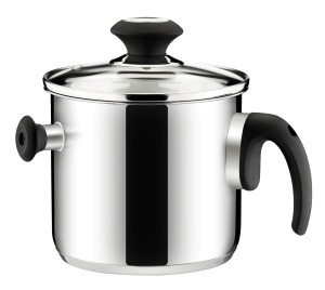 Oala pentru lapte Tescoma, 2 litri, inox, cu capac din sticla