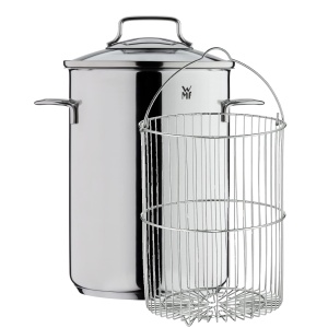 Oala pentru sparanghel WMF 16cm, inox Cromargan, capacitate 5l, cu capac din sticla - Img 1