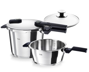 Oala sub presiune Fissler Vitaquick Elemental 3,5 si 6 L, Salbeigrun, cu capac din sticla