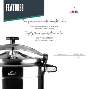 Oala sub presiune Lacor Pro-Classic 22 L, Aluminiu, 34 cm, Gri - Img 4