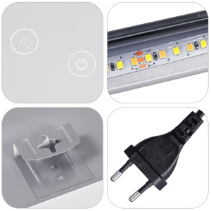 Oglinda de baie cu LED Relaxdays, dimabila, 60 cm, anti-aburire - Img 9