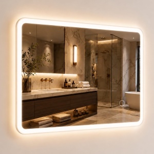 Oglinda LED pentru baie Relaxdays, 40 x 60 cm, dimmabila, 3 culori de lumina