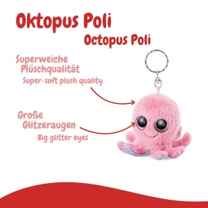 Oktopus Plush NICI Glubschis 8 cm, Culoare RozBunt, Ideal pentru Copii - Img 3