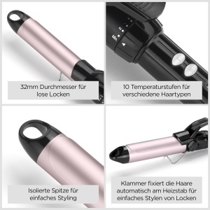 Ondulator BaByliss C332E 32mm, 10 temperaturi, negru si roz - Img 4