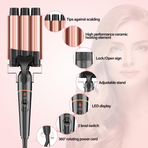 Ondulator de par BESTOPE PRO 5-in-1, 3 cilindri ceramici, 2 temperaturi, manusa inclusa - Img 4