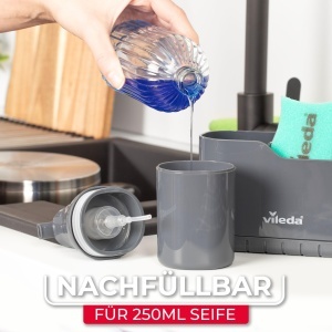 Organizator chiuveta Vileda cu dispenser sapun design compact plastic rezistent - Img 5