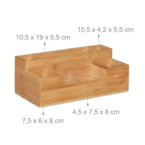 Organizer birou din bambus Relaxdays, 7 compartimente, 11x30x15 cm, natural - Img 5