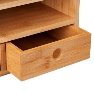 Organizer birou Relaxdays din bambus cu 2 sertare si 5 compartimente, 26,5 x 33 x 24 cm - Img 7