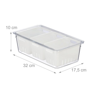 Organizer pentru frigider Relaxdays, set 2 bucati, transparent, cu capac - Img 4